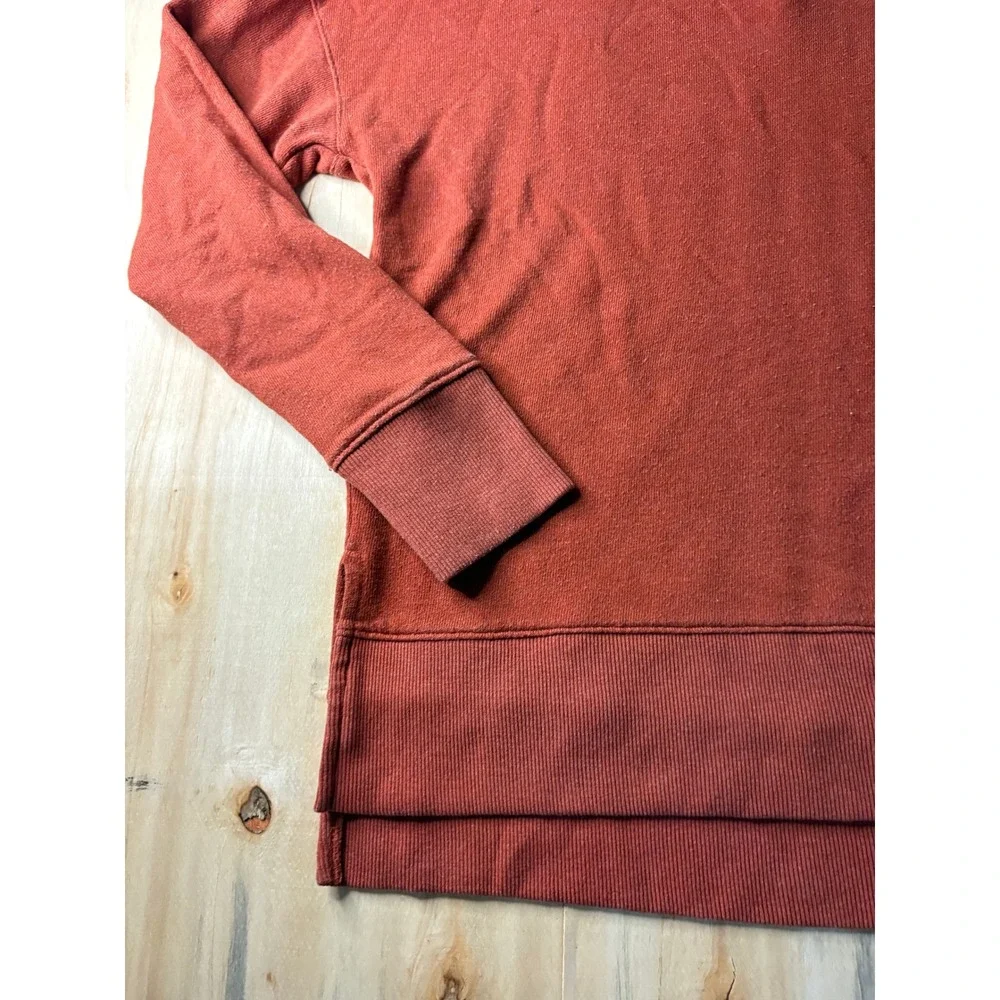 Time and Tru Womens Clay Orange Oversized Crewneck Sweatshirt High Low Hem S 4-6